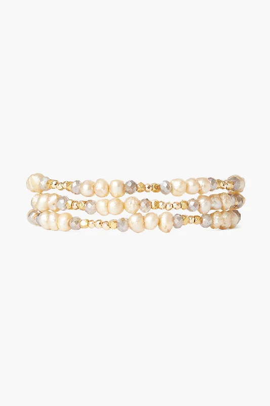 Antica Triple Naked Wrap Bracelet Champagne Pearl