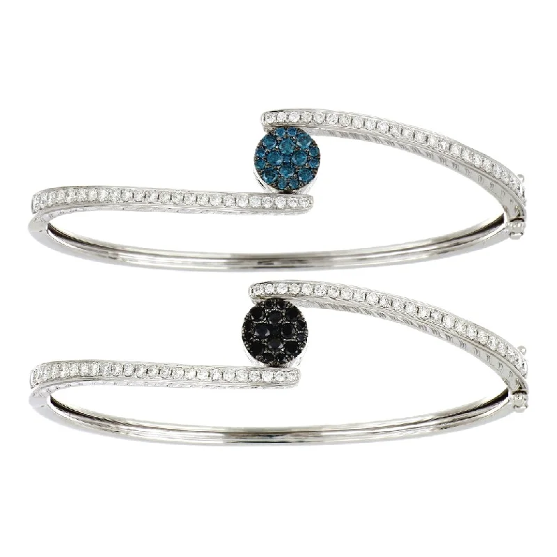 Blue and Black Diamond Bangle (Blue Diamond 0.48 cts. Black Diamond 0.43 cts. White Diamond 1.01 cts.)