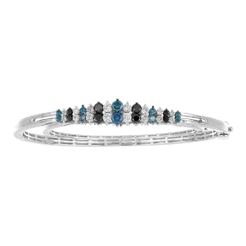 Blue and Black Diamond Bangle (Blue Diamond 0.54 cts. Black Diamond 0.56 cts. White Diamond 0.77 cts.)