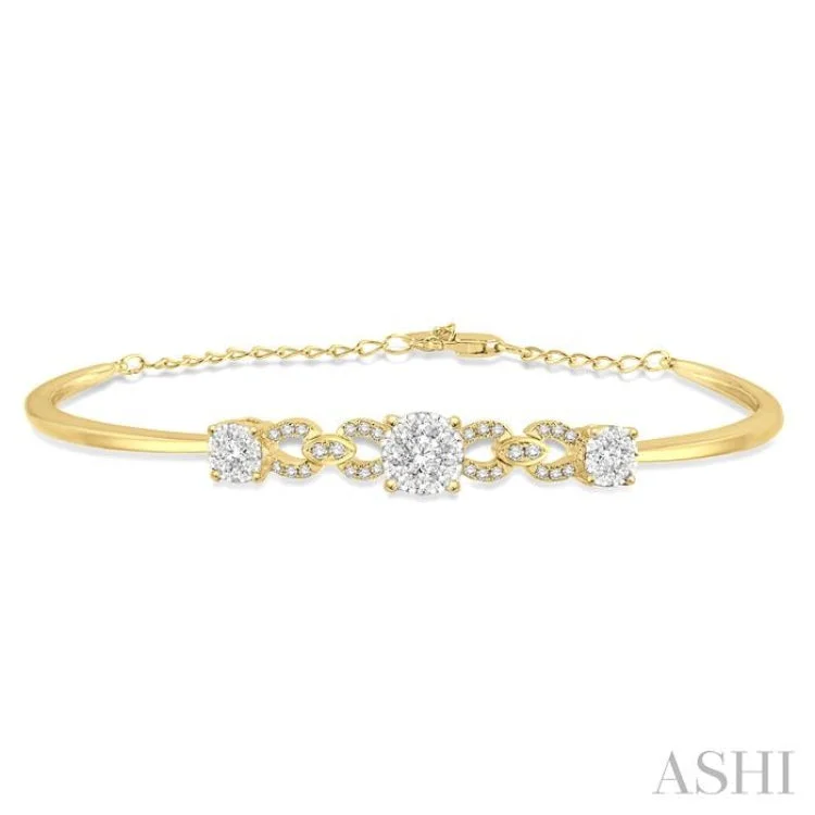 3/4 Ctw Round Cut Diamond Lovebright Bracelet in 14K Yellow Gold