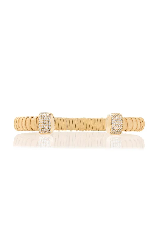 Hyannis Port Nantucket Lightship Basket Cuff Quarter Inch with Yellow Gold and Diamonds