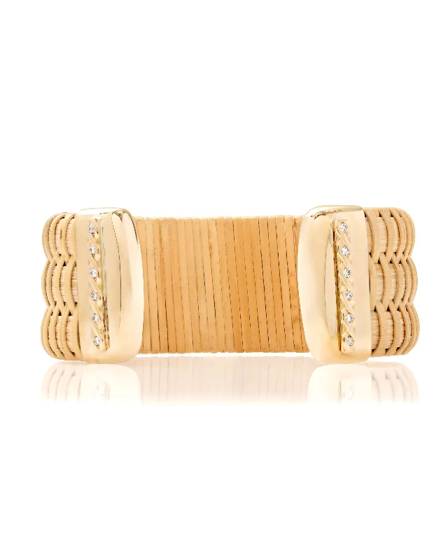 Bay Sail Nantucket Lightship Basket Cuff with Gold and Diamonds