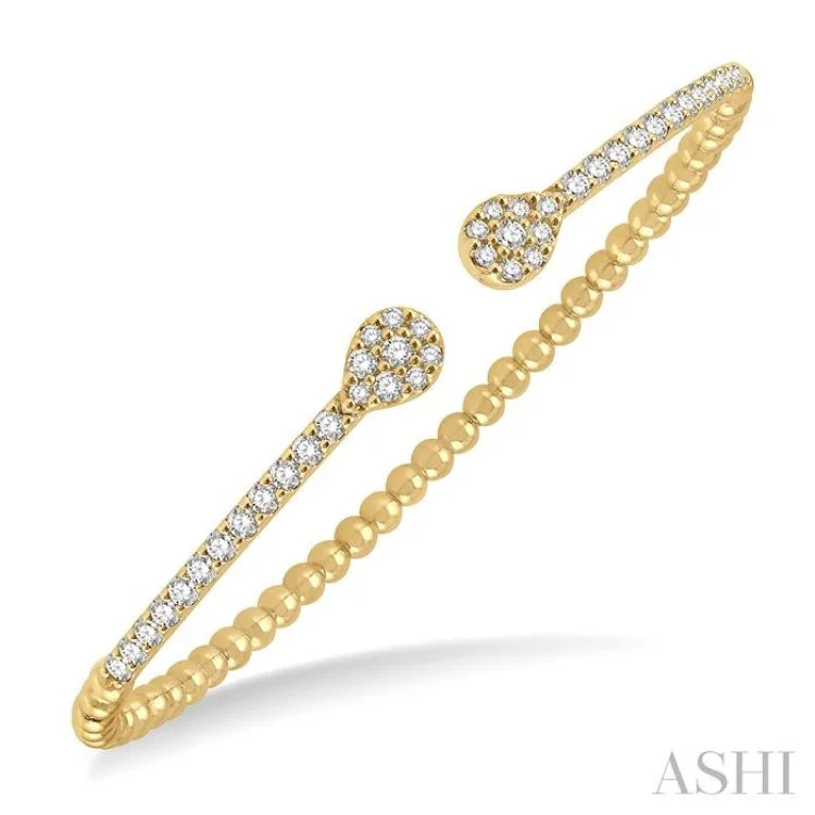 1 ctw Pear Shape Round Cut Diamond Open Cuff Bangle in 14K Yellow Gold